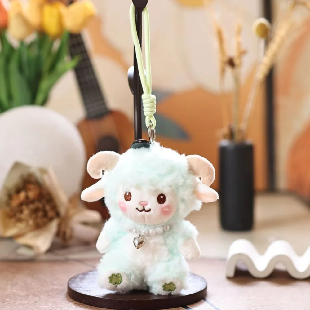 1Pcs PP Cotton Plush Keychain Fluffy Soft Portable Collection Cartoon Sheep Doll Cartoon Animal Design Comfortable