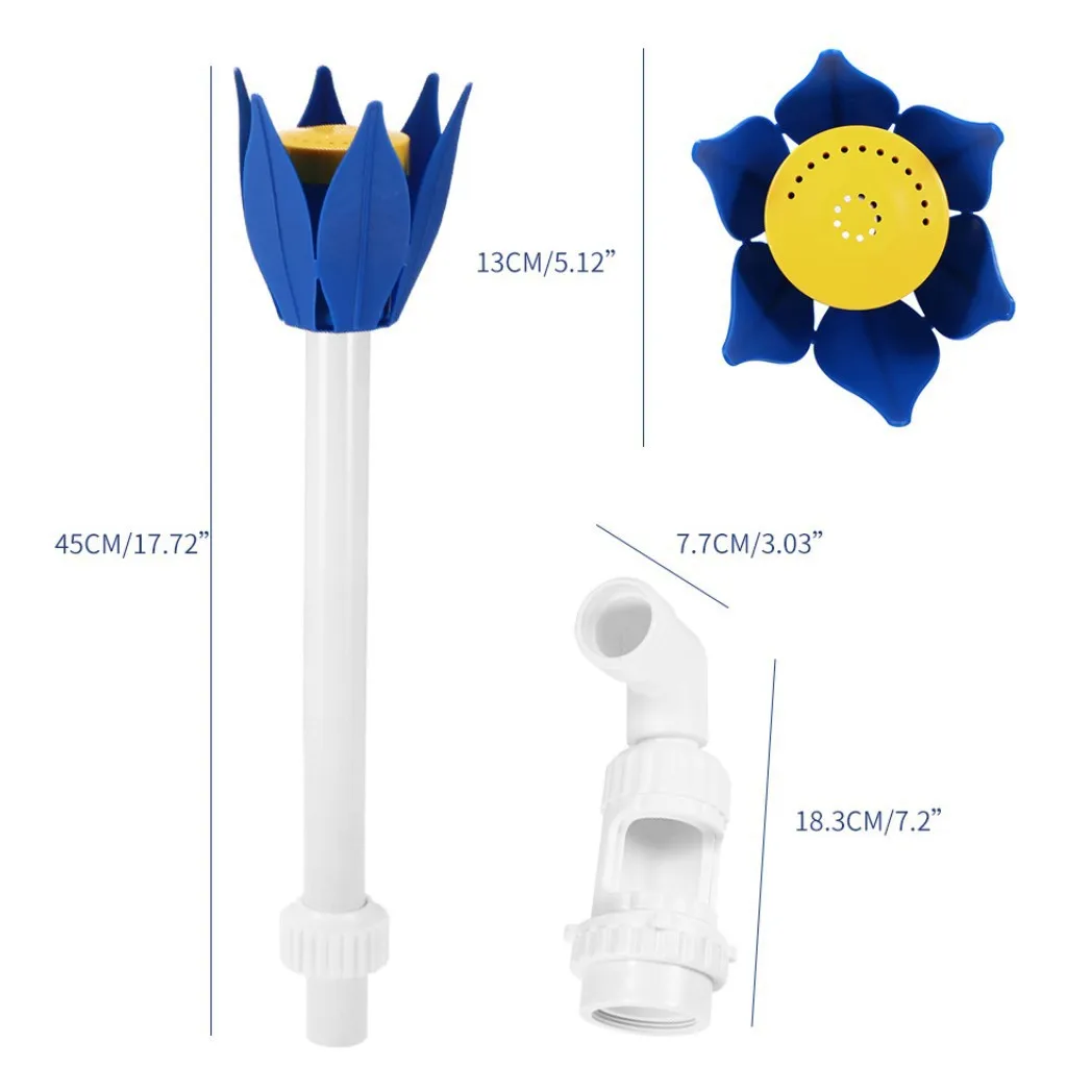 Lotus Fountain 1.5 Inch Threaded Submersible Waterfall Nozzle Adjustable Spray For Inground Swimming Pool Garden Pond Decor