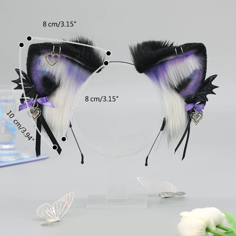 Diadema gótica con forma de oreja de Animal Lolita, accesorios de Cosplay de Anime, diadema de pelo de lobo bestia, disfraz de fiesta peludo, accesorios de juego de rol