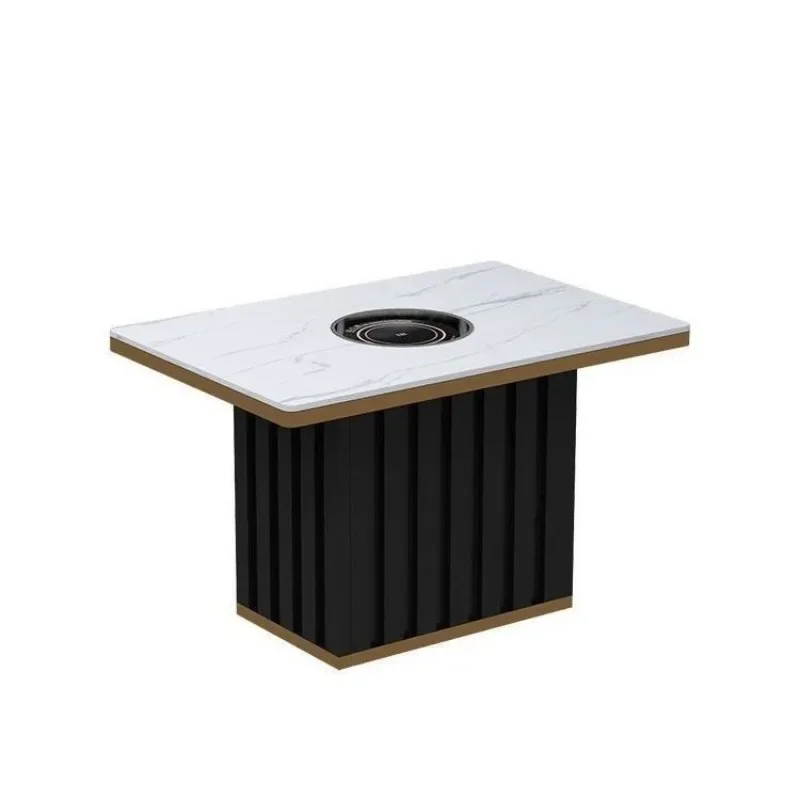 Slate marble hot pot table, induction cooker, commercial integrated smokeless barbecue table, chair, sofa booth combination