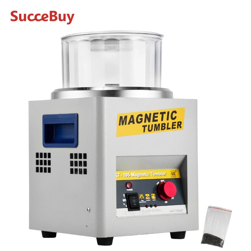 SucceBuy KT-185 Polisseuse à tambour magnétique pour bijoux, mini finitionneuse de métaux, machine de finition 220V, polisseuse de précision pour pièces en or