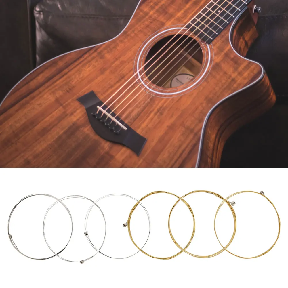 6Pcs Acoustic Guitar Practice String Set Replacement Part Accessory For Classic Folk Guitar