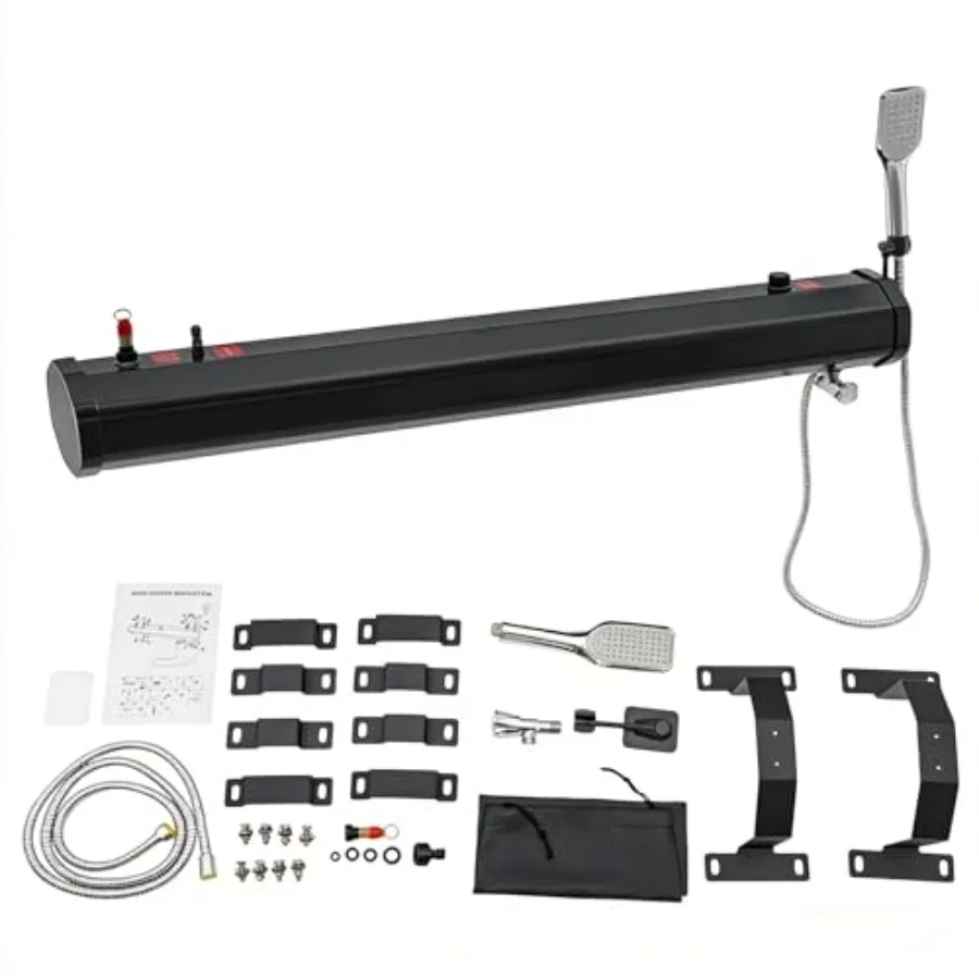 

Portable Camping Shower 5.28 Gallon Roof Rack Mount Road Shower with Solar Heating Pressurized Water Tank for Hiking and Car Wa