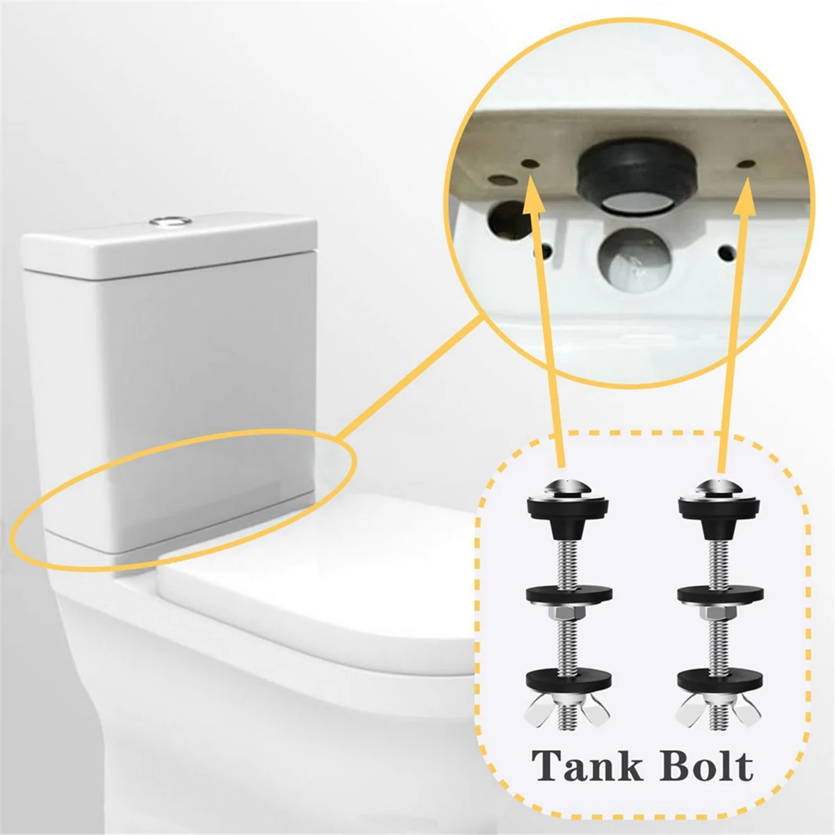 4-teiliges Universal-Set für Toilettentank-zu-Schüssel-Schrauben, robuster, wasserdichter Edelstahl mit extra langer Mutterschraube