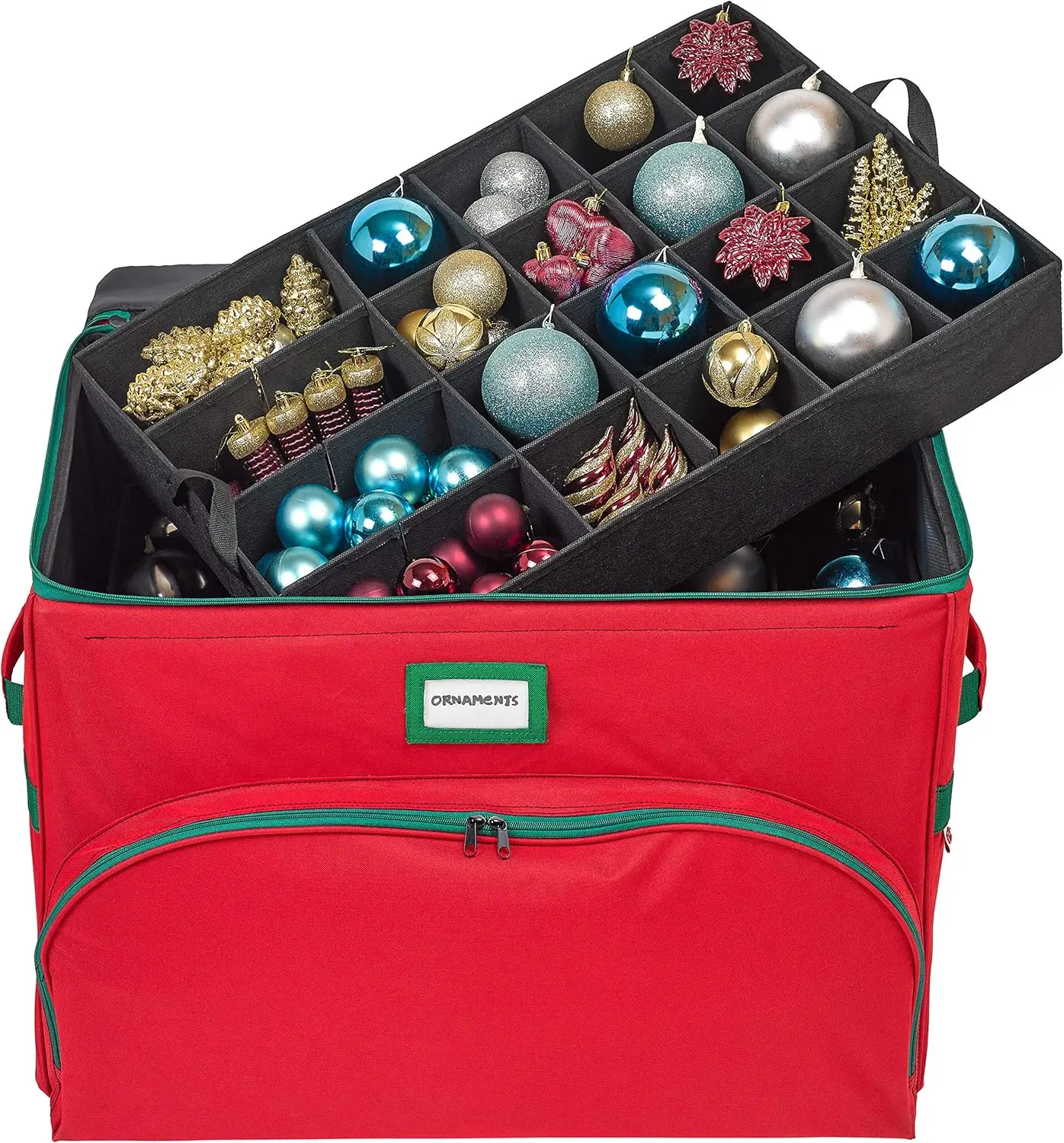 Boîte de rangement pour ornements de noël avec séparateurs réglables, peut contenir 72 décorations, matériau durable