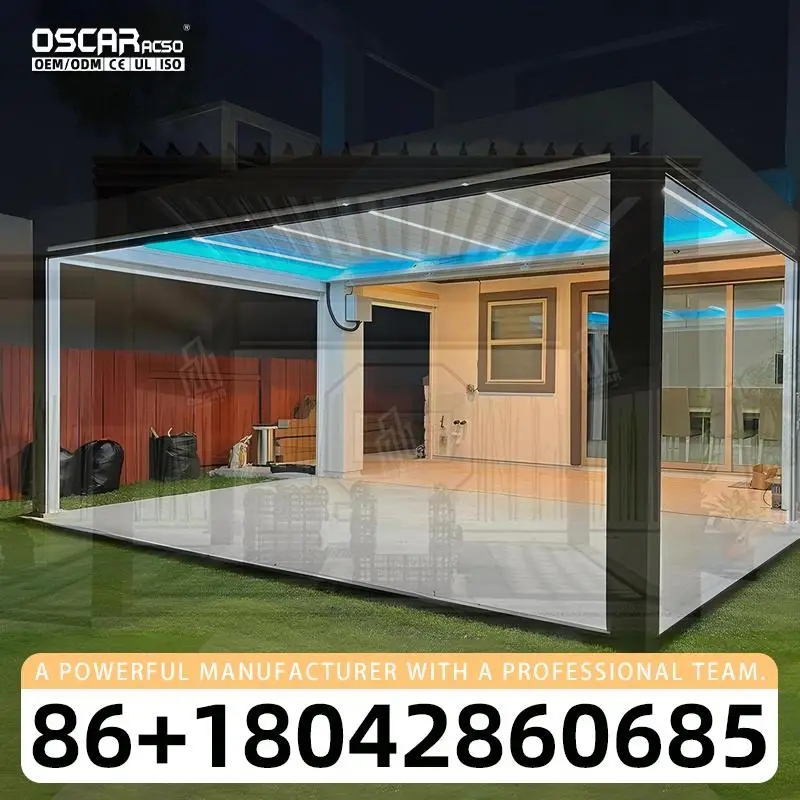 6x3m Outdoor Remote Controlled Louvered Roof Pavilion Bioclimatic Pergola Nature Treated Wood for Balcony Patio Garden pergola