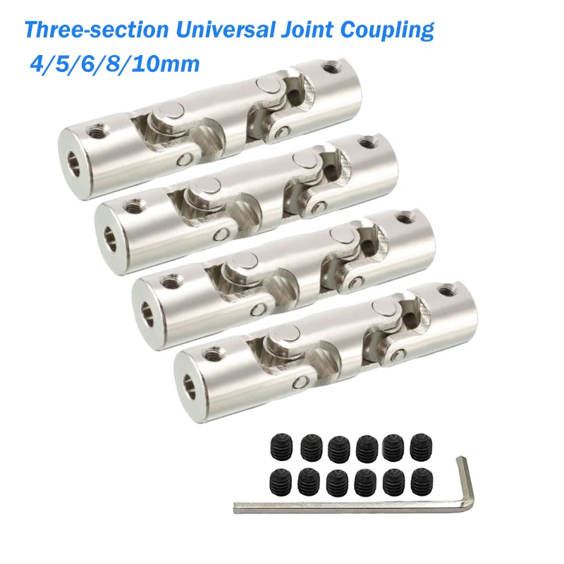 

Металлический карданный шарнир, разъем двигателя 4/5/6/8/10 мм, радиоуправляемая лодка, автомобильный вал, трехсекционная универсальная шарнирная муфта, карданный подвес