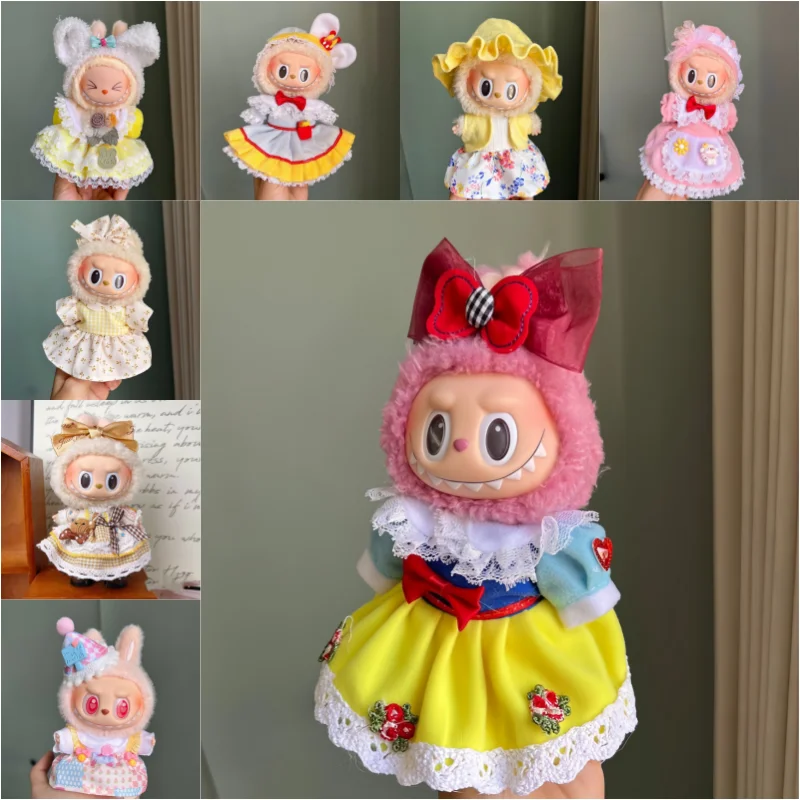 

17cm Mini Plush Doll'S Sweet Clothes Outfit Accessories No Doll for Kpop Labubu DIY Clothes Accessorie
