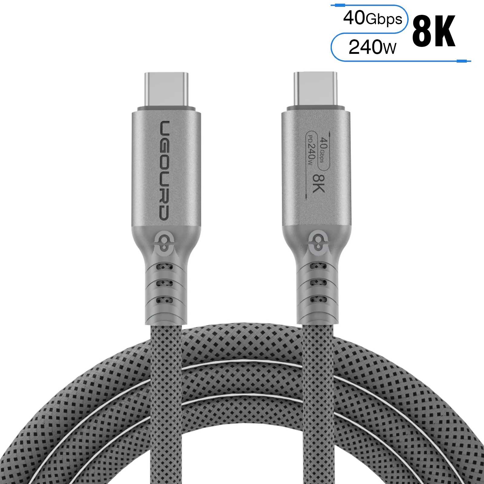 UGOURD USB 4 Thunderbolt 4 Type C Kabel 40Gbps 240W Snelladen Voor Laptops EGPU Telefoon 8K 60HZ UHD Videokabel