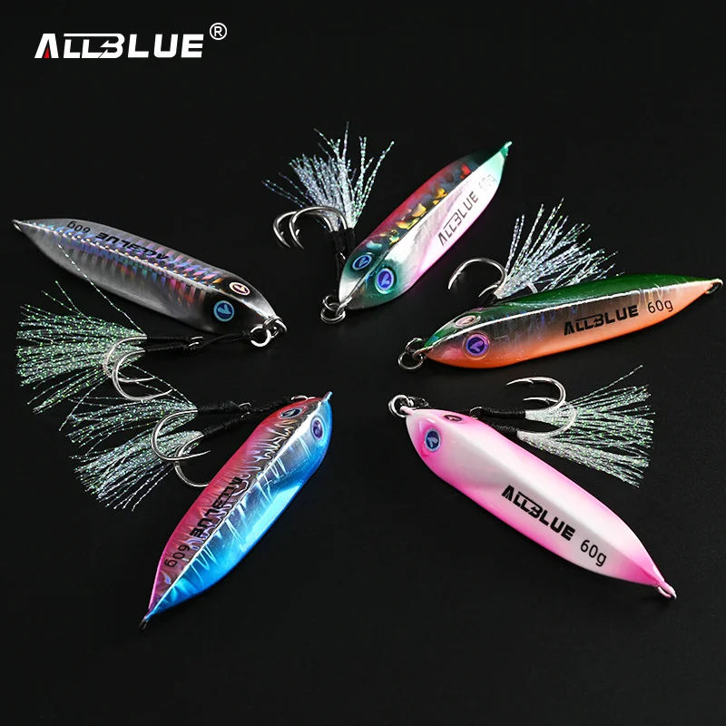 ALLBLUE SEABLUE Metal Slow Fishing Jig Cast Spoon 60G Artificial Bait Shore Casting Jigging Metal Bass Lure Tackle