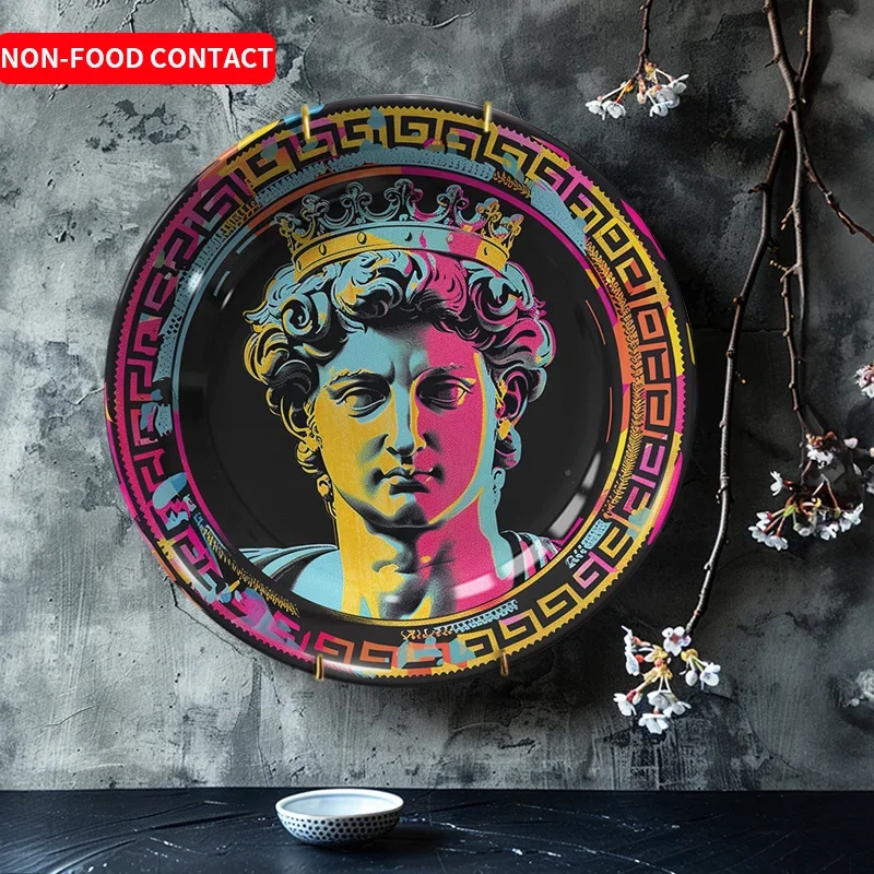 1pc Royal Portrait Ceramic Decorative Plate - Hand-Painted Non-Food Contact Art, Vibrant Colors, Intricate Design, Perfect for