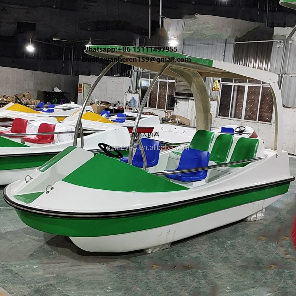 

Electric Fiberglass Sport Yacht 5 Person Automatic Drainage Pedal Boat with Drifting for Leisure Water Play in Parks