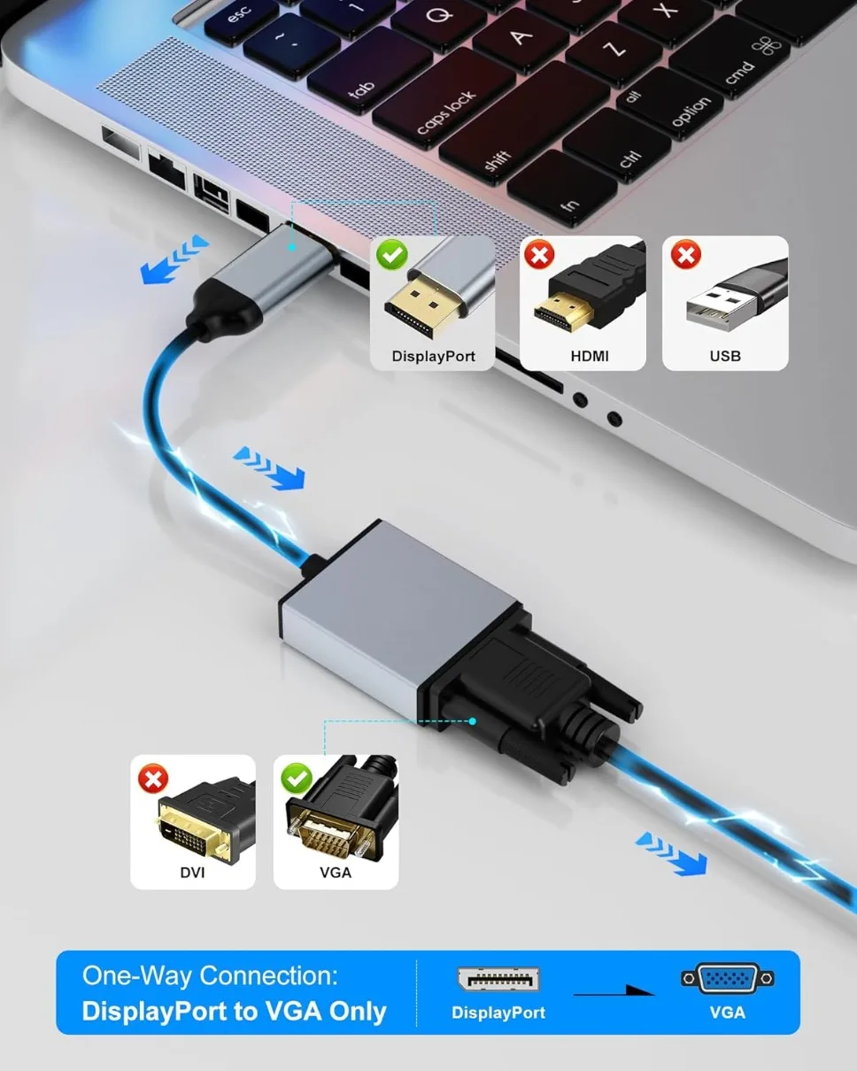 DisplayPort to VGA  Adapter Cable DisplayPort DP to VGA Converter Male to Female Adapter 1080P for PC Laptop  Monitor Projector