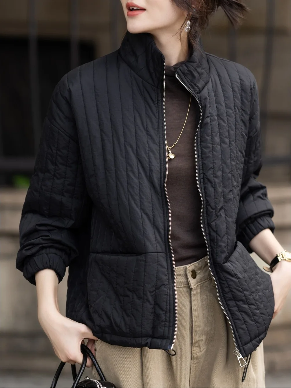 Ele léger col à glissière coton Jaet ort vêtements d'extérieur femmes printemps automne nouveau Sle Baseball orm manteau