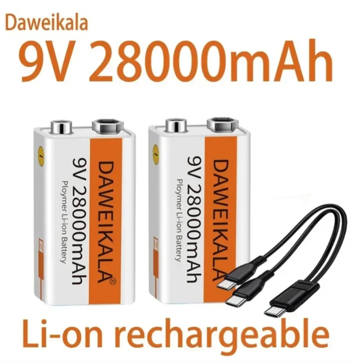 2024 9V 28000mAh li-ion Rechargeable battery Micro USB Batteries9 v lithium for Multimeter Microphone Toy Remote Control KTV use