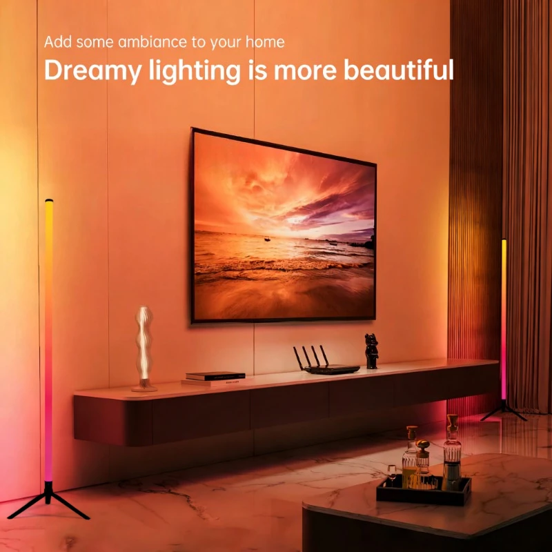 120CM LED RGB Floor Lamp Bar, Sound Pickup Ambient Light, Corner Wall Light for Bedroom, E-Sports Room Live Atmosphere Lamp