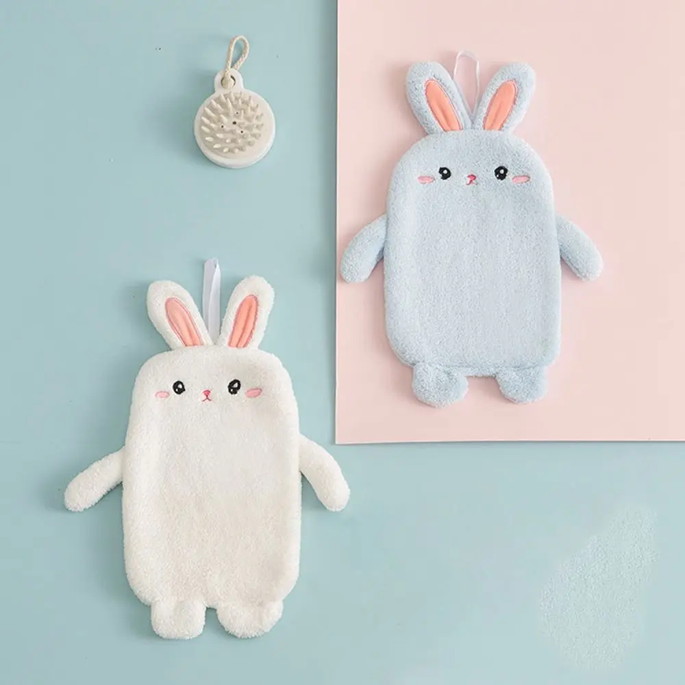 Microfiber Multi-Purpose Coral Velvet Bathroom Hanging Rabbit Hand Wipe Absorbent Wipe Cleaning Cloth Square scarf Hand Towel