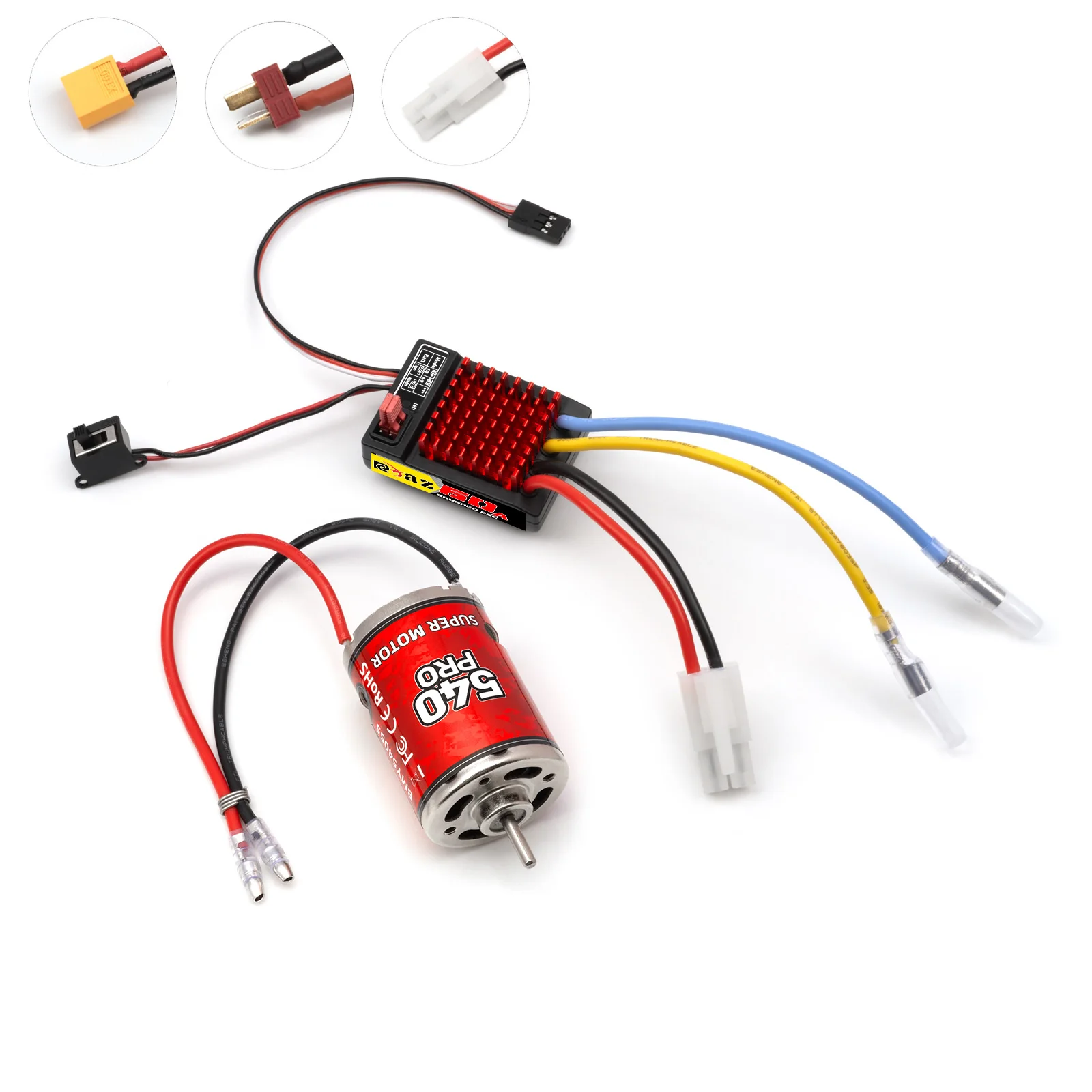 Motore spazzolato da 550 Por con regolatore di velocità elettrico spazzolato ESC 60A/360A 6V/2A per camion auto da corsa RC per Traxxas 1/10 SLASH