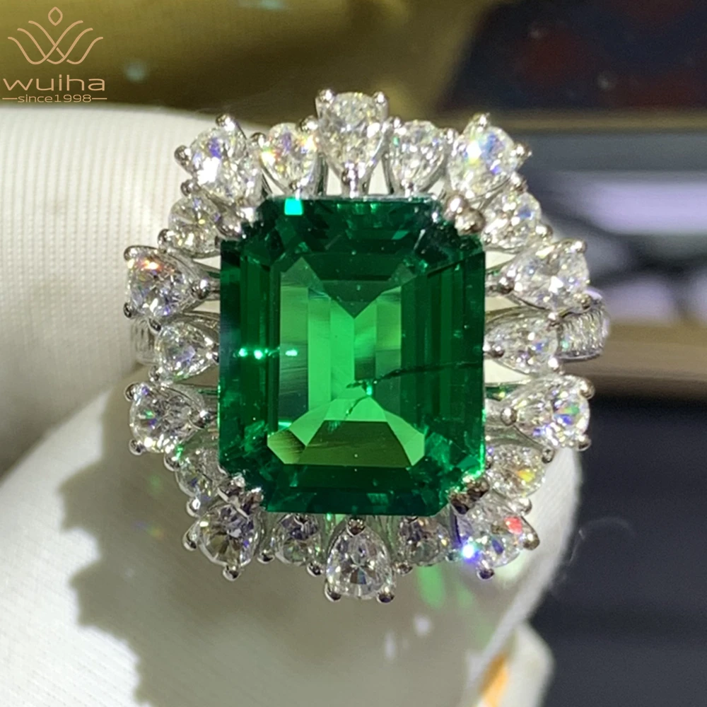 WUIHA 9K Gold 3EX 4.68CT GRC Muzo Emerald Gemstone Wedding Engagement Anniversary Ring for Women Gift Fine Jewelry Drop Shipping