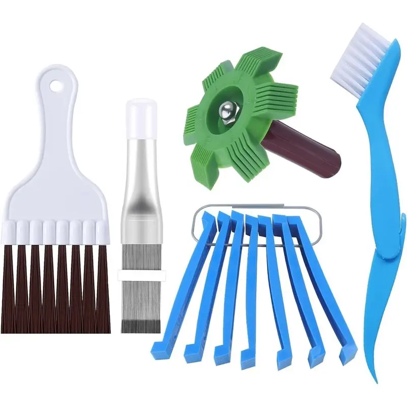 M11K-AC Coil Cleaning Brush 5 Different Fin Combs Condenser Fin Straightener 11 Pcs Air Conditioner Fin Comb Cleaner Kit