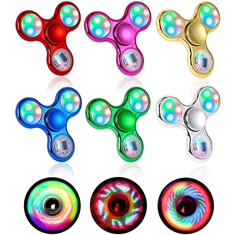 Crystal Gyroscope Fingertip LED Fidget Toy Flashing Hand Spinner for Anxiety Relief Party Favor Gifts for Children Sensory Toy