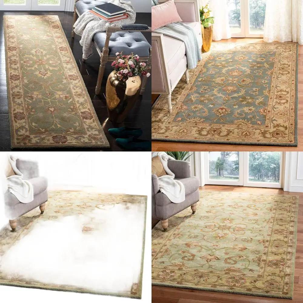 

Handcrafted Traditional Oriental Wool Rug - 2'3 x 4', Green & Gold, Perfect for High Traffic Spaces in Entryways, Living Rooms,