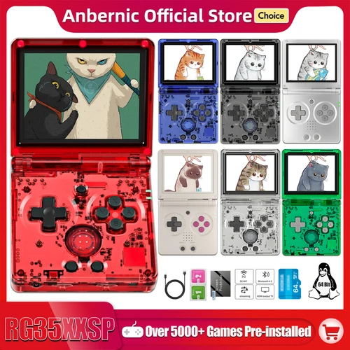 ANBERNIC 새로운 RG35XXSP 플립 휴대용 게임 콘솔 3.5 인치 IPS 대합 조개 껍질 비디오 게임 콘솔 64 비트 Linux 시스템 64G 온라인 플레이
