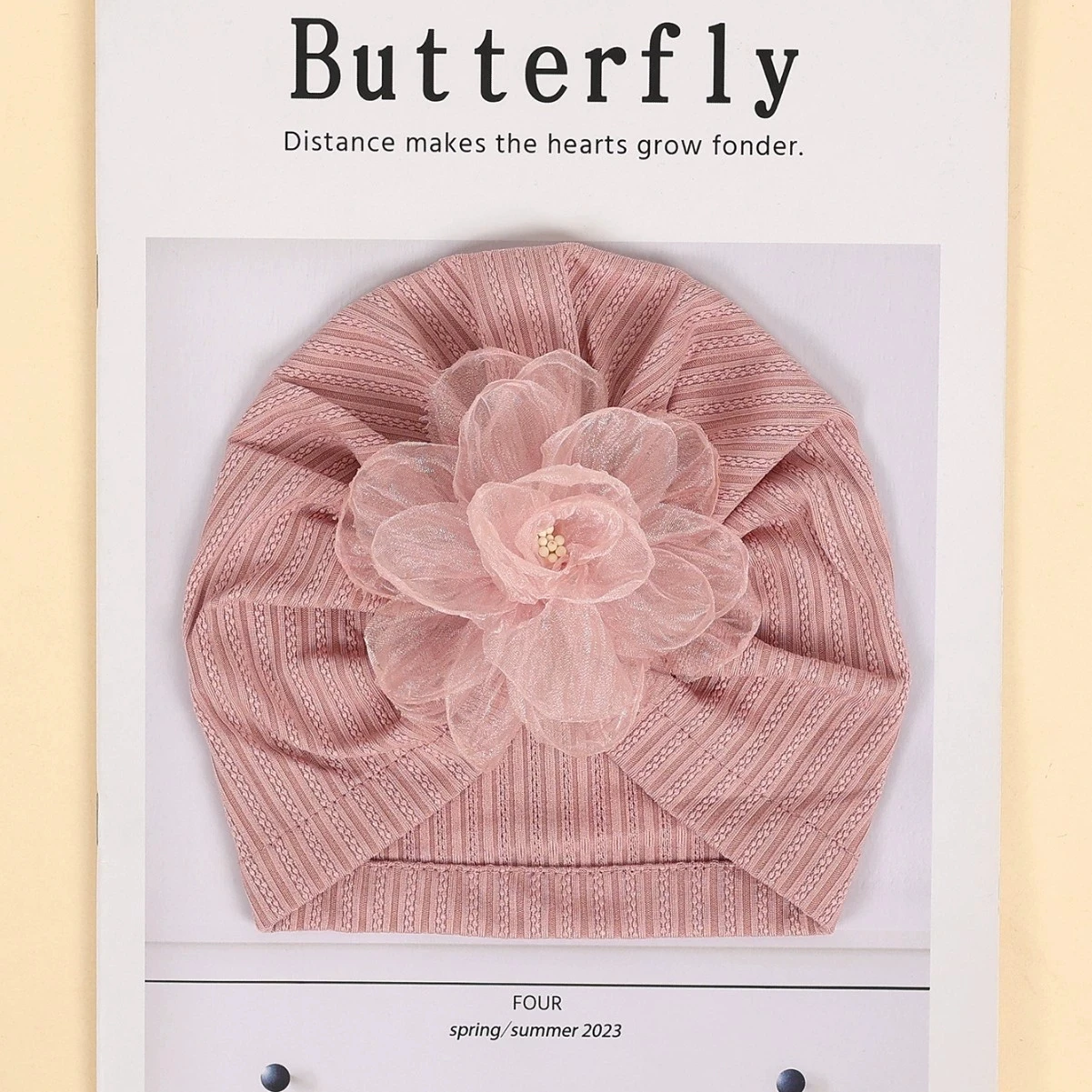 Gorro de gasa con flores para bebé, turbante con flores para el pelo para recién nacido, gorro indio liso encantador, accesorios para el cabello para niños pequeños