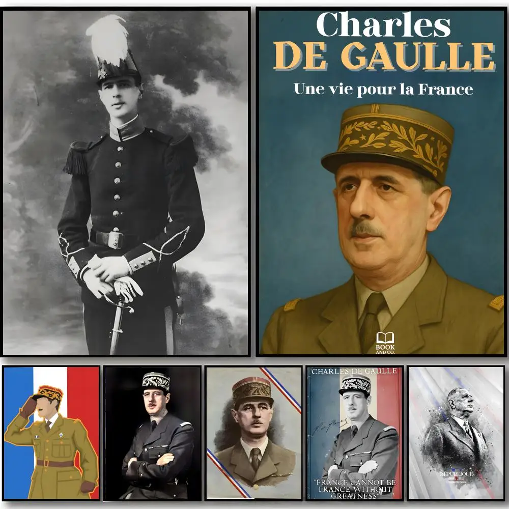 politician resilient C-Charles de Gaulle Poster HD art sticky wall waterproof home bedroom bar aesthetic decoration