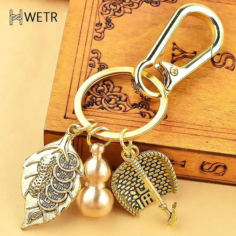 1Pc Zodiac Copper Gourd Keychain Overnight Fortune Pixiu Lucky Transfer Lucky Bag Money Bag New Year Tiger Pendant