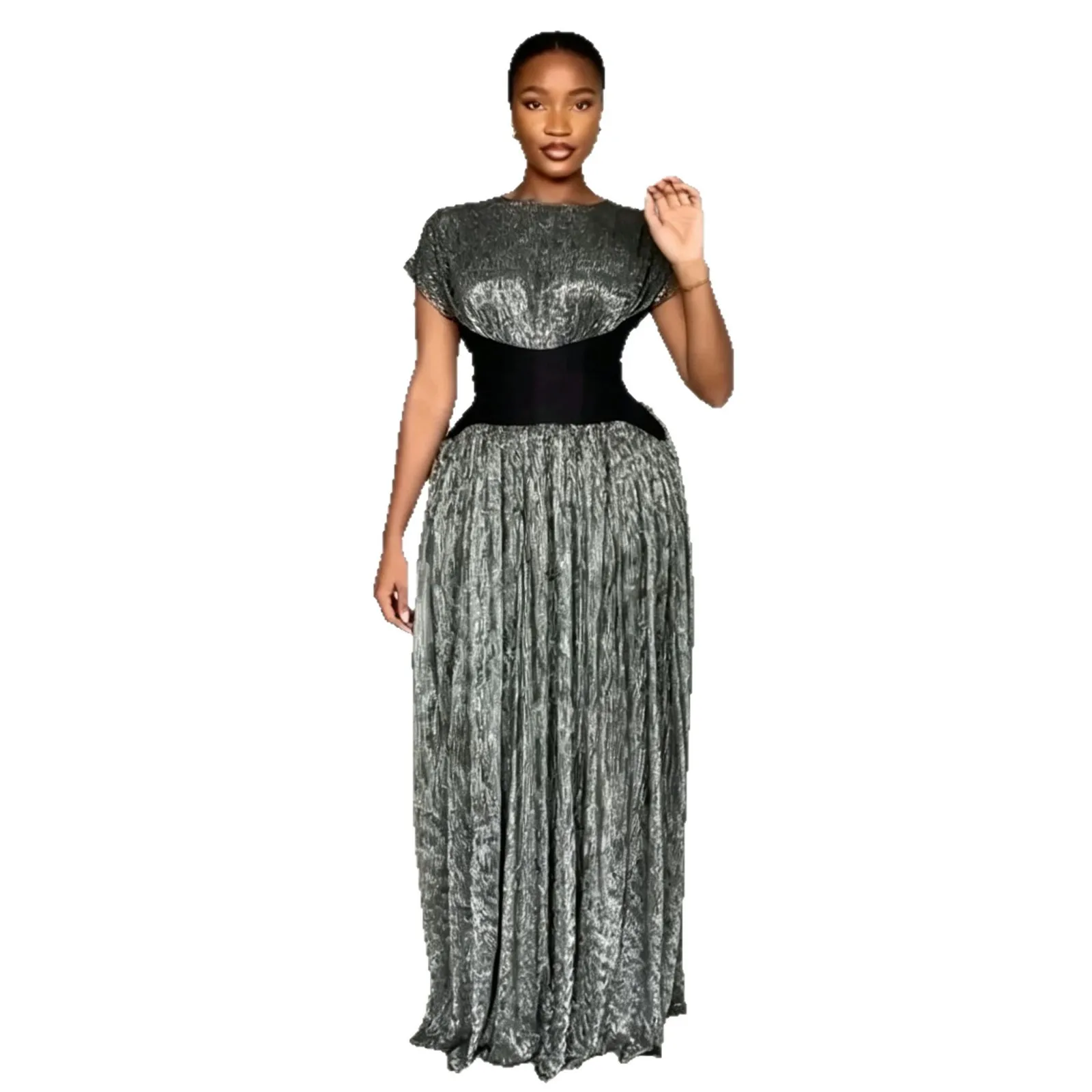 Elegantes Afrikanisches Sommerkleid für Damen Kurzarm Polyester Party Abendkleid Langes Maxikleid Dashiki Afrikanische Kleidung Damen Ankara Kleider