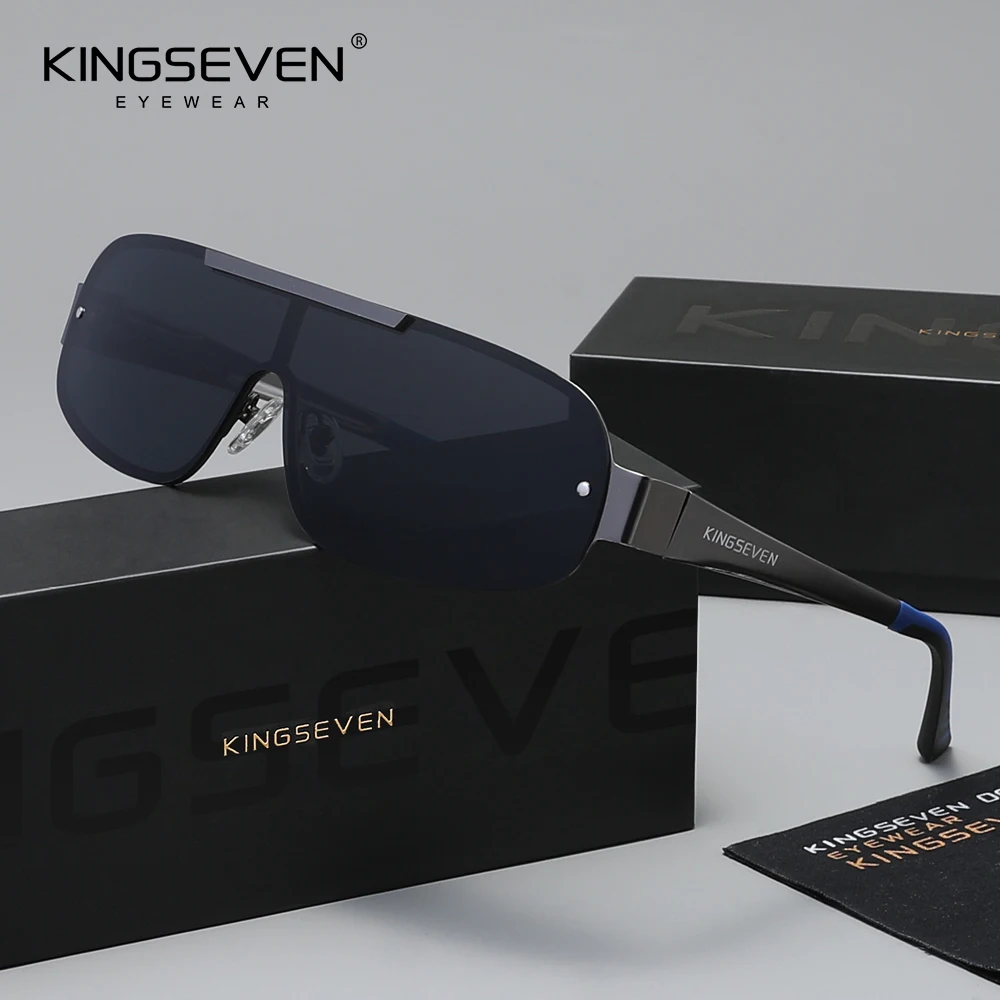 

Солнцезащитные очки KINGSEVEN с поляризацией UV400 для женщин и мужчин, модные очки для вождения, роскошные безрамные с цельной линзой, большие оправы