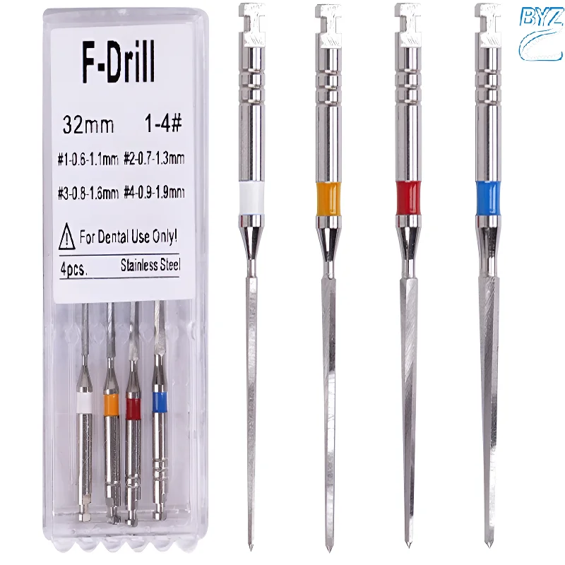 4pcs/box Dental Fiber Drill Metal Reamers Drills Bit For Fiber Post Engine Endodontics Files Refills