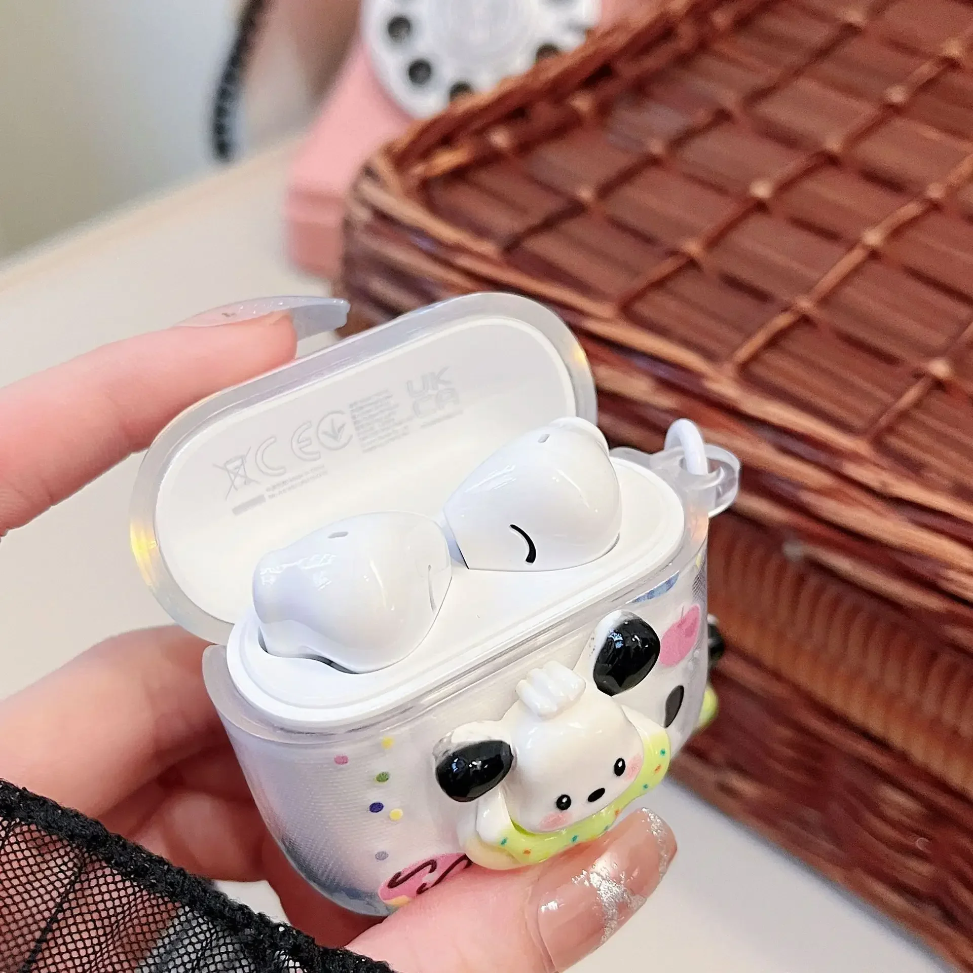 مناسبة لسماعات Huawei FreeBuds SE2 SE3 TWS الكرتونية المزودة بتقنية البلوتوث، غطاء حماية شفاف لسماعات الأذن مع حلقة مفاتيح