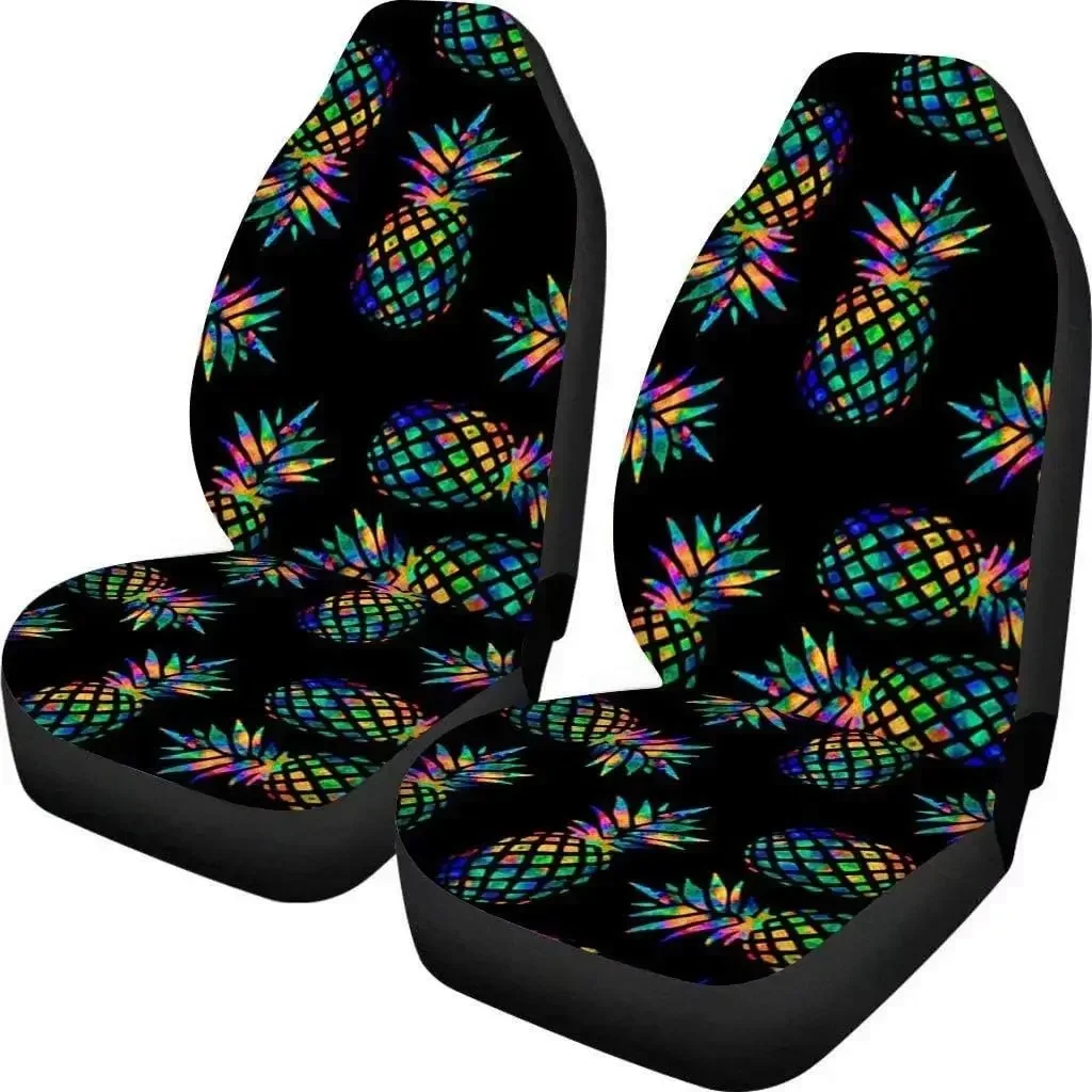 2 Piece Pineapple Pattern Front Car Seat Covers Full Set for Women MenVehicle Seat Protector Car Accessories Protector Black