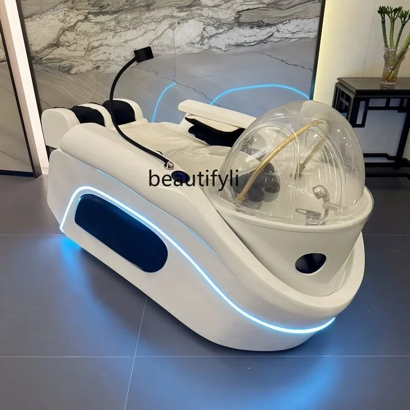 

ss newAutomatic Electric Massage Shampoo Bed Barber Shop Water Circulation Fumigation Head Therapy Multifunctional Bed