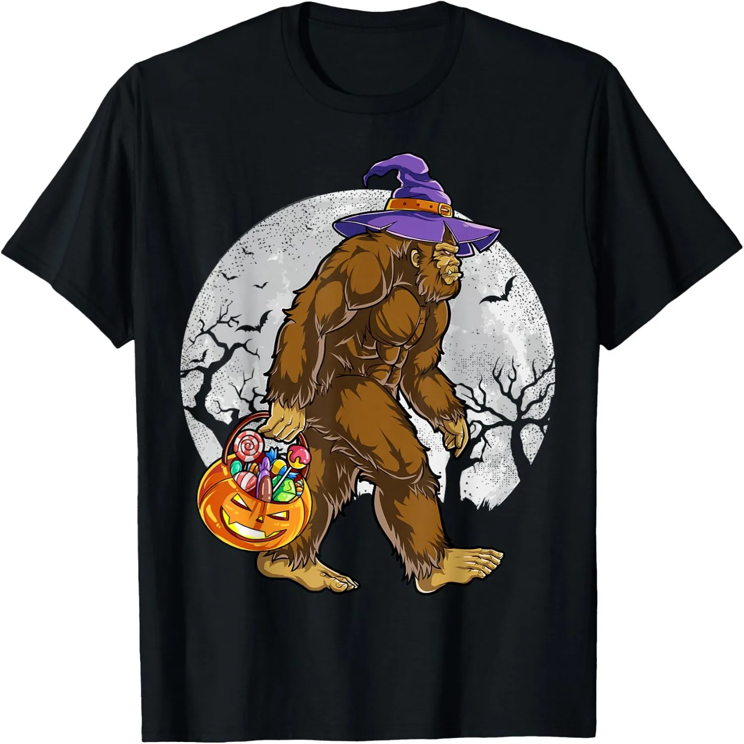 Bigfoot Witch Pumpkin Halloween Girls Women Sasquatch Lovers T-Shirt Unisex t-shirt, 100% cotton tee,