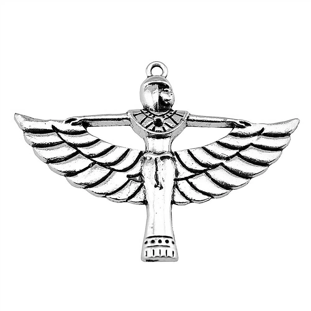 4pcs Egyptian Goodness Pendant Charms For Jewelry Making Charm Winged Woman 2 Colors Egypt GoodnessCharms 56x42mm