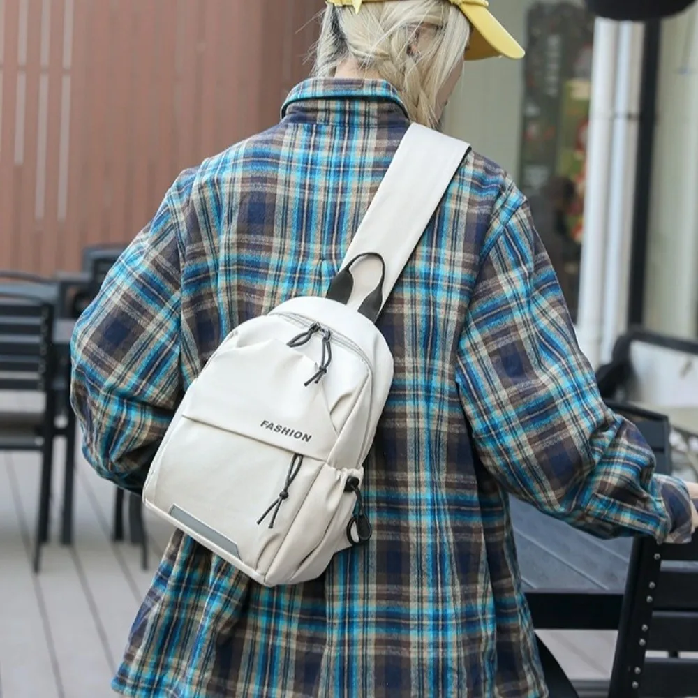 

Solid Color Nylon Chest Bag Large Capacity Korean Style Shoulder Crossbody Bag Adjustable Shoulder Multifunctional