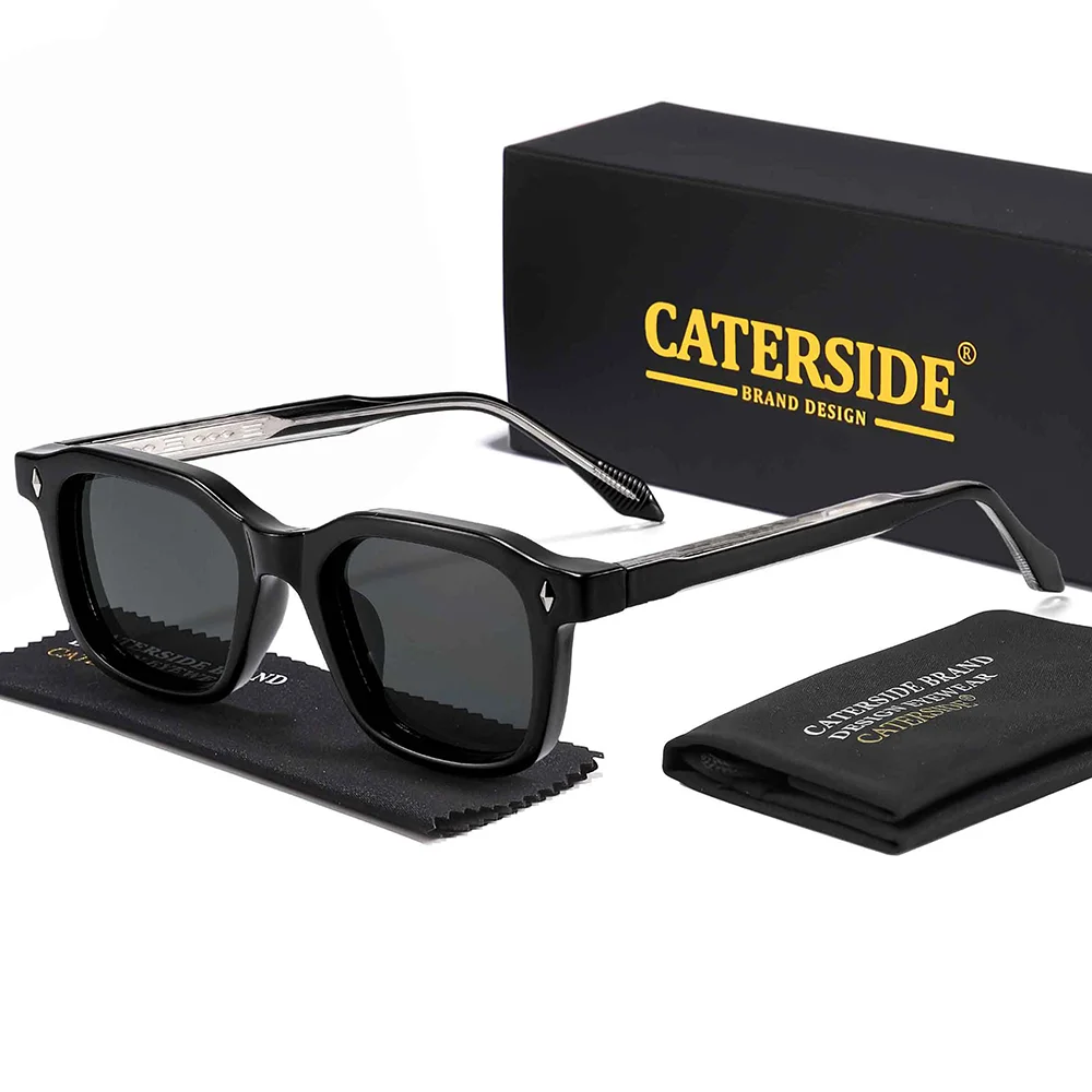 CATERSIDE Herren-Sonnenbrille mit personalisiertem Design, quadratischer Rahmen, Damen-Sonnenbrille, Retro, trendige Sonnenbrille, für Reisen, Business, Party, Geschenk, Brille, UV400 – Detail 13
