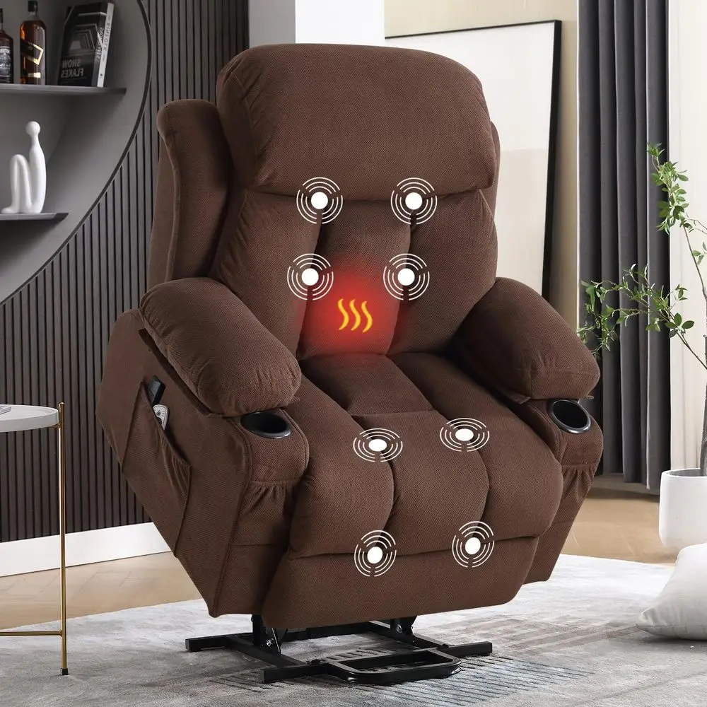 

Vibration Massage & Lumbar Heating Electric Recliner Chair with Side Pocket & USB Port for Living Room