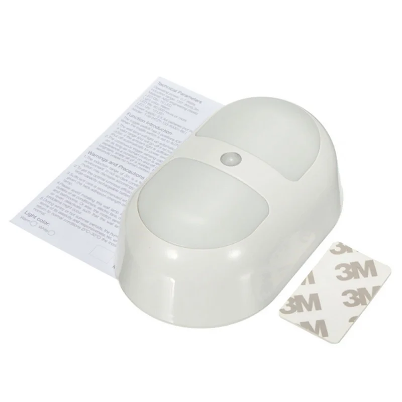 Luz Led nocturna con Sensor de inducción de movimiento humano, lámpara de Control con batería para dormitorio, baño, Color amarillo/blanco