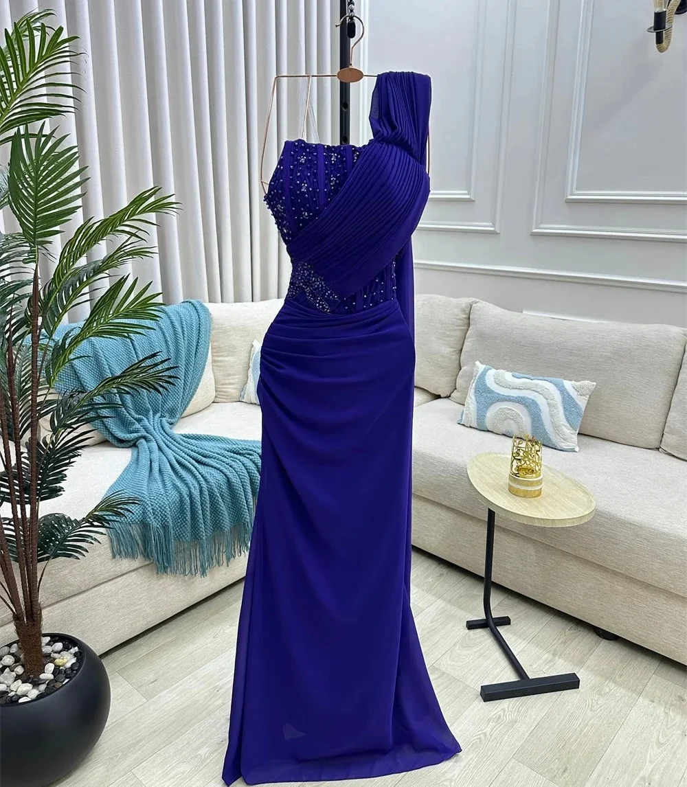 Beaded Party Long Bespoke Occasion Gown Evening Dresses Pastrol Unisex Jersey Retro Dubai Saudi Arabic Israel Prom Customized