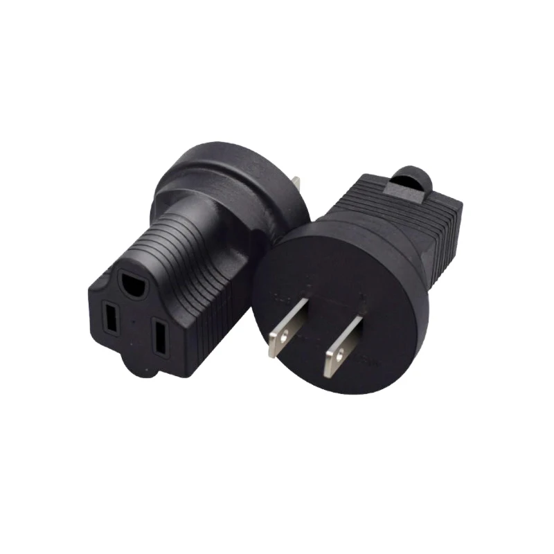 NCHTEK US 1-15P 2Pin Male Plug to USA AC Nema 5-15R Female Power Adapter Connector Rated 10A 220V / 2PCS
