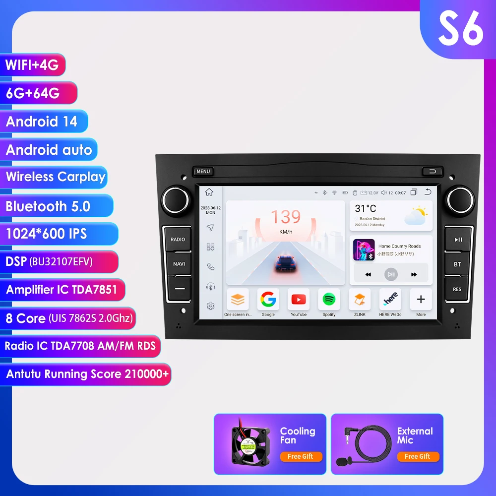 Hizpo 2Din 7 inch Android Auto autoradio voor Opel Astra H G J Zafira B Corsa D C Antara Vectra Vivaro GPS RDS DSP 4G BT CarPlay