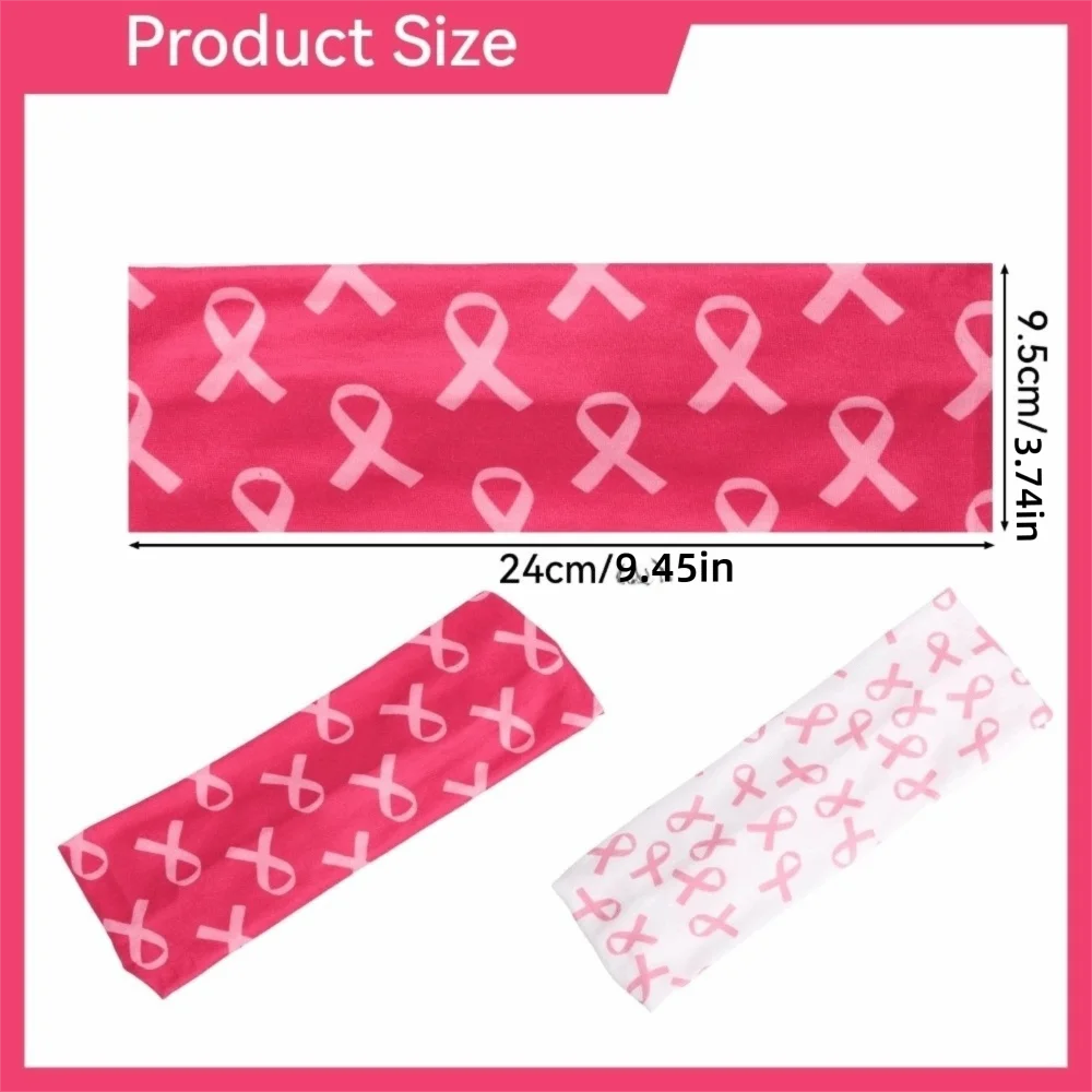 ポリエステル乳がん啓発ヘッドバンドノンスリップ弾性ワイドヘアラップ吸汗性プリントヘアアクセサリーヨガ
