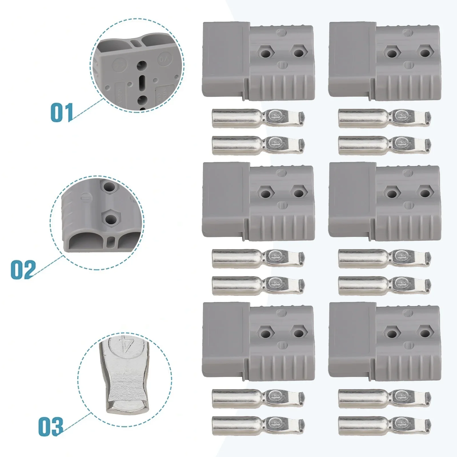 

6Pcs 50A/120A 600V Battery Connector For Anderson Cable Terminal Forklift Caravan Motorcycle Battery Charging Adapter Power Tool