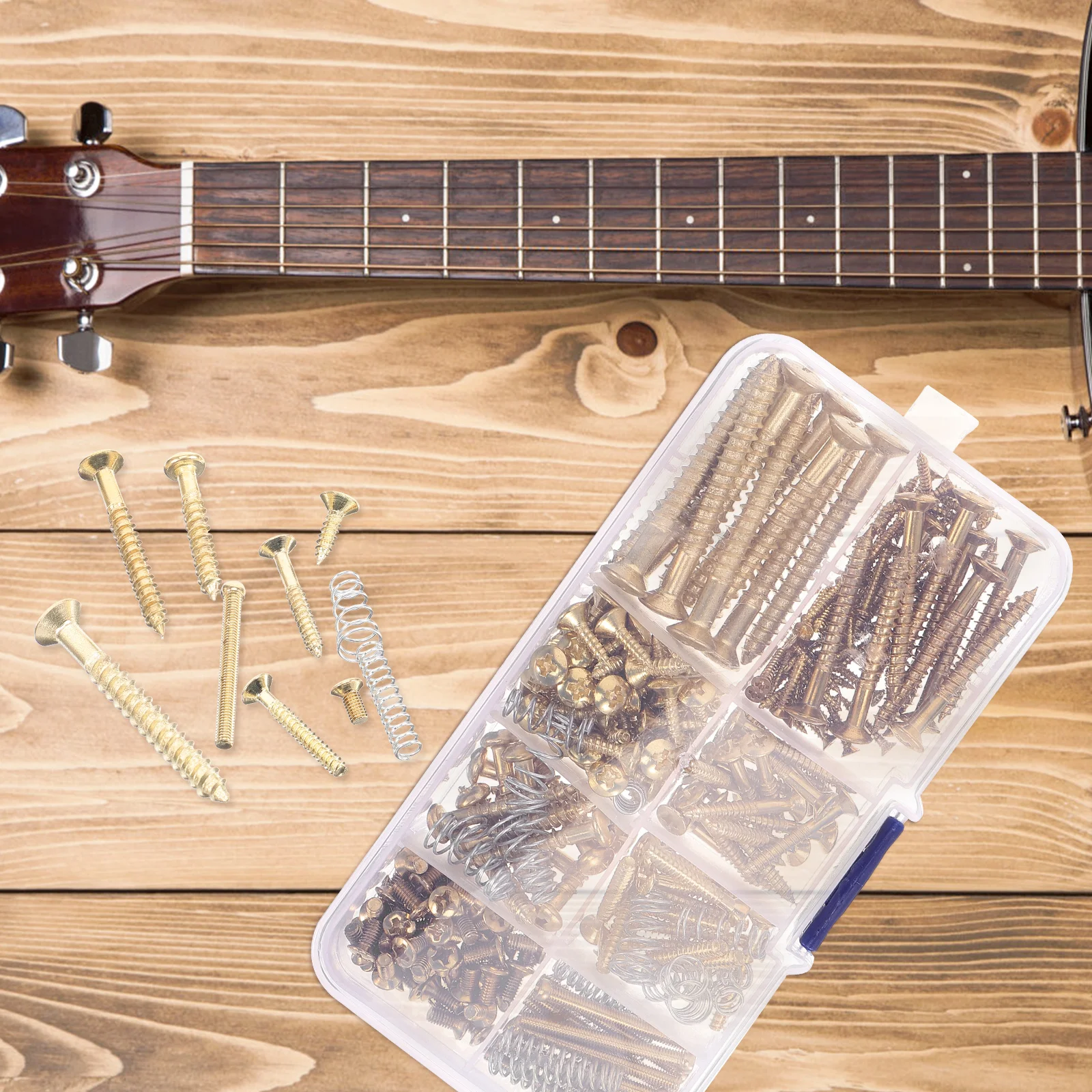 

Guitar Screw Set 8 Kinds Hexagon Pickup Ring Mounting Neck Plate Spring Hardware Kit Store Plastic Box
