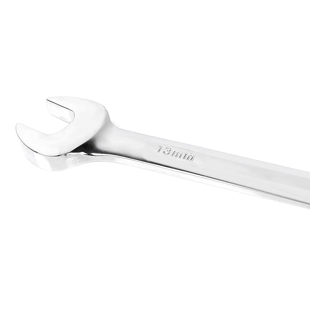 Silver Ratchet Spanner Dual Head 13Mm Heavy Duty Vanadium Steel Alloy Hand Tool Home Factory Use Explosion Proof Wrench