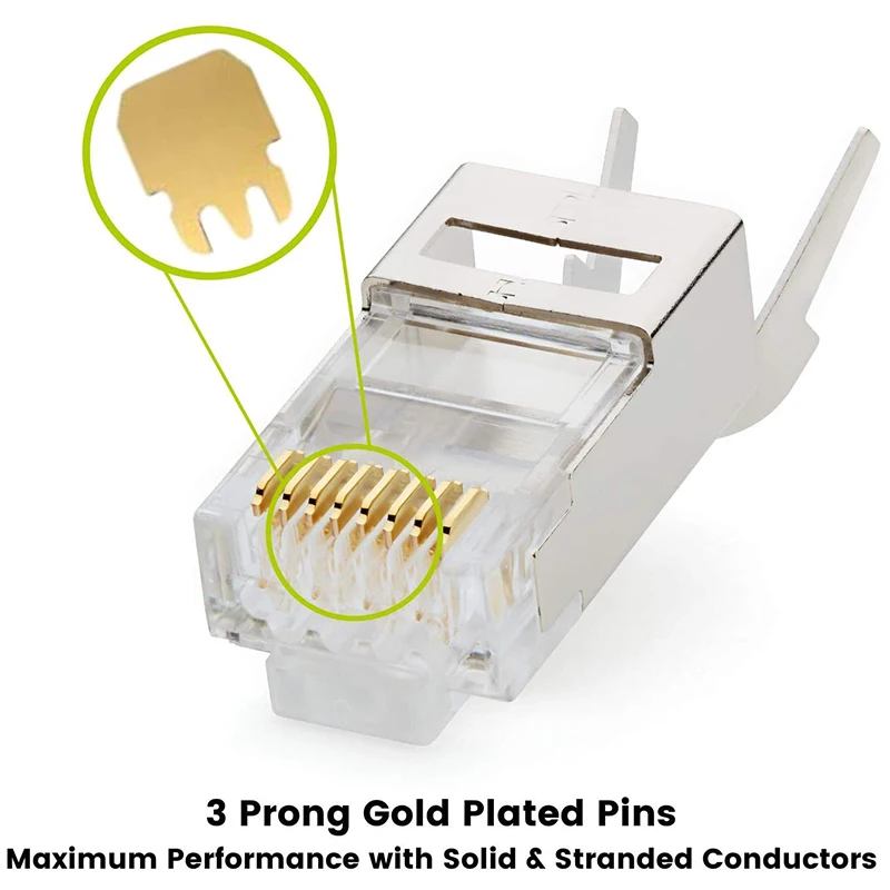 20 Pcs Cat6/6A RJ45 Pass Through Modular Plugs, Shielded (STP) External Ground Connector,EZ Crimp